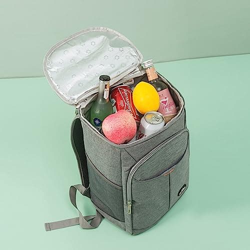 QINGLOU 25L Insulated Cool Backpack Rucksack Cooler Waterproof Insulated Soft Lunch Cooler Backpack Lightweight Leakproof Cooler Bag for Men Women to Work, Picnics, Hiking, Camping, Beach (Grey) — view 4
