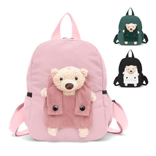 Aucuu Cute Bear Small Toddler School Bag, Kids Backpack, Toddler Backpack for Boys Girls, Cartoon Preschool Kindergarten Elementary Rucksack, Mini Children Backpack for School & Travel (S)