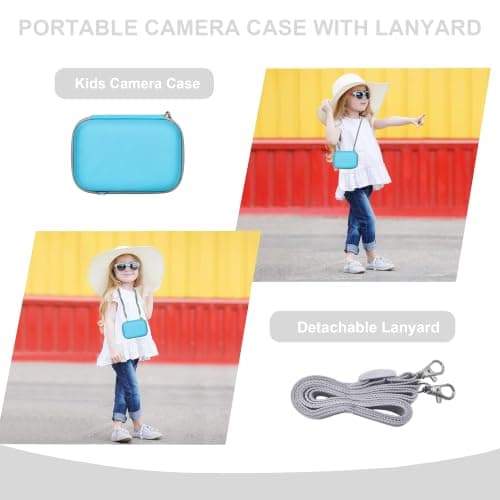 Leayjeen Case Compatible with GREENKINDER Kids Camera Instant Print, with Shoulder Strap and Handle, Christmas Birthday Toddler Boys Gifts for Girls(Case Only) Blue — view 3