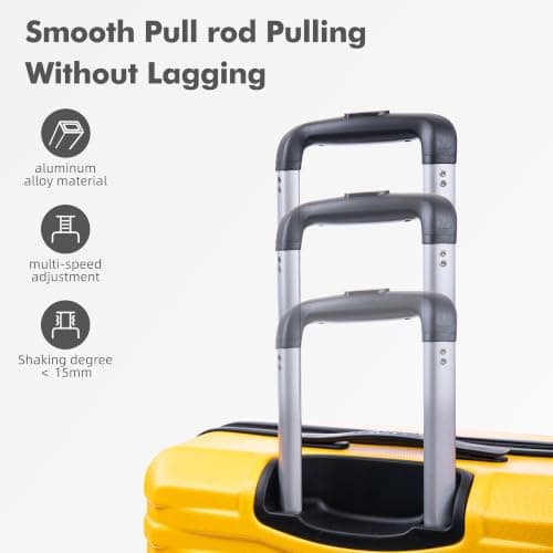 Rocklands Large Suitcase Hard Shell Lightweight 4 Dual Spinner Wheels Trolley Luggage Suitcase Hold Check in Luggage TSA Combination Lock (Mango Yellow, Small 20") — view 6