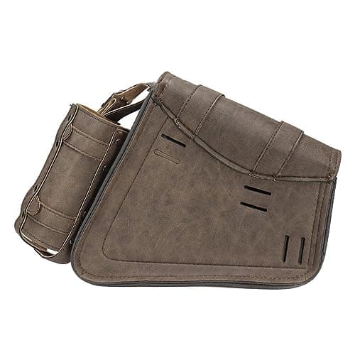 Motorcycle Solo Saddle Bag and Pannier Storage with Drink Bottle Holder PU Leather Waterproof Solo Swing Arm Bag Motorbike Luggage Bag Left Side Bag, Black — view 5