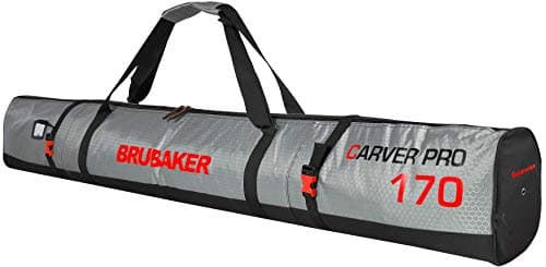 BRUBAKER Combo Set CarverTec Pro - Ski Bag and Ski Boot Bag for 1 Pair of Skis + Poles + Boots + Helmet - Silver Red - 66 7/8 Inches / 170 Cm — view 3