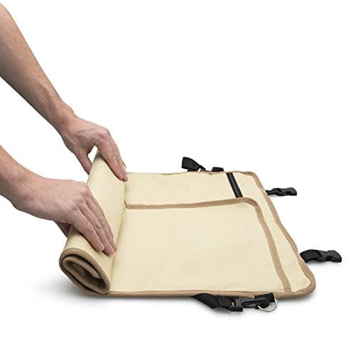 OUTSTANDER Chefs Knife Roll Bag with 11 Slots, Heavy Duty 16OZ Waxed Canvas Knives Case for Camping, Waterproof Storage Tool Wrap for Equipment of Chef, Comes with Shoulder Strap (Beige) — view 5