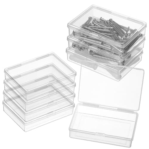 TOYZFRIENDY 8 Pcs Small Clear Plastic Storage Boxes Stackable Containers for Playing Cards Jewelry Beads Travel Trinket Organizer