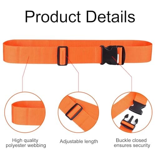 Luggage Strap (2 Pack), with 2 Luggage Tags, Custom Identification, Travel Bag Closure, For Connecting Luggage Together, Orange color — view 3