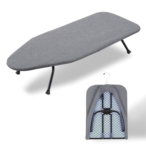 YOUNTHYE Table Top Ironing Board, Foldable Ironing Board with Iron Rest, 100x30cm Large Compact Ironing Boards with Cotton Cover and Anti-slip Feet, Space-Saving
