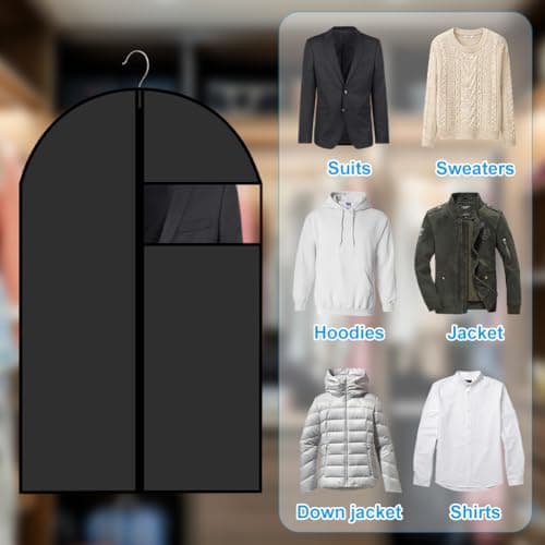 5 Pack Garment Bags, Suit Cover Bags for Men with Clear Window 24 x 40 in — view 3