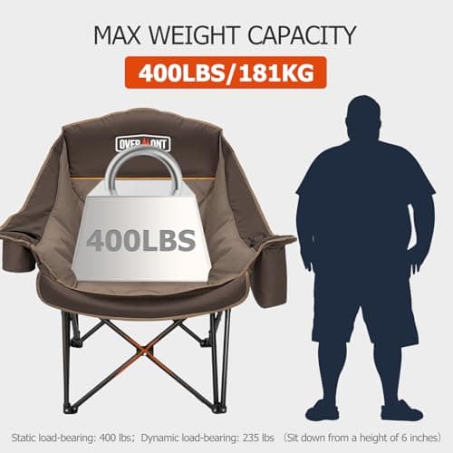 OVERMONT Oversized XL Camping Folding Chair for Adults - Khaki — view 6