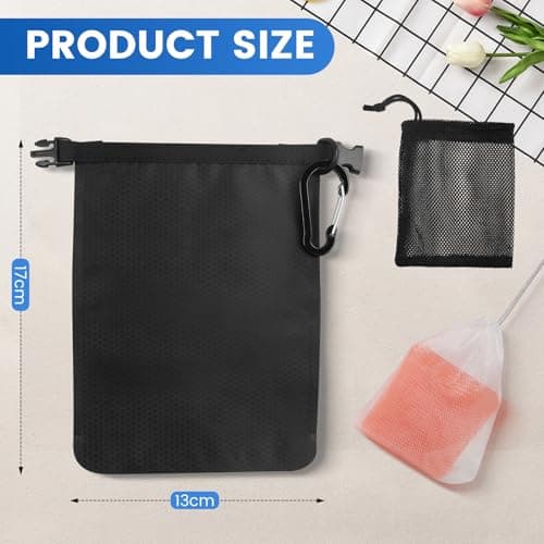 DBTW Black Soap Lathering Bag with Carabiner, Quick Drying, 2 Soap Net Bags — view 2