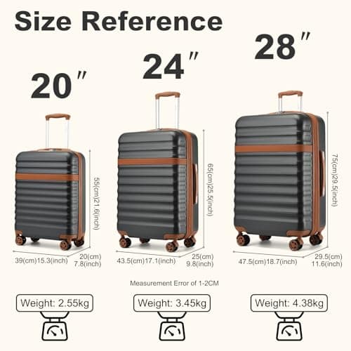 Kono Medium Suitcase 24 Inch Expandable Hardshell Luggage (Grey/Brown) — view 2