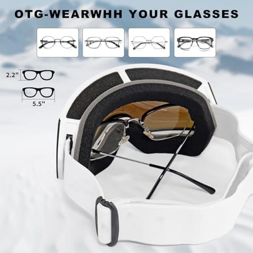 SPOSUNE Ski Goggles OTG Anti-Fog Snow Goggles for Men Women, UV400 Protection Snowboard Goggles for Skiing & Snowboarding — view 6