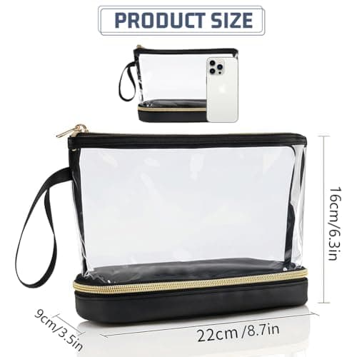 Aucuu Travel Makeup Bag, Transparent Cosmetic Bag, Waterproof Toiletry Bags, TSA Approved Toiletry Bags, Make Up Organizer for Toiletries Accessories, Brushes, for Women Girls — view 3