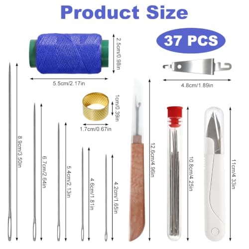 37PCS Stainless Steel Sewing Kit, Needle and Thread Kit for Easy Threading, Big Eye Sewing Needles for Mending Clothes, Home Repairs, DIY Crafts, Embroidery and Beginners Daily Use — view 3