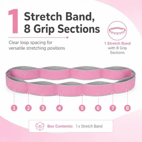 1 PCS Pilates Resistance Band 8 Loop Stretch Exercise Band Pink Adjustable — view 5