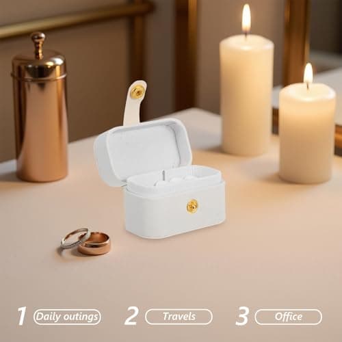 Healvian Mini Travel Ring Box 2pcs Pu Fleece White Storage Case — view 5