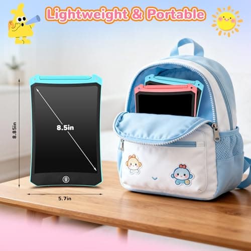 [2 Pack] cimetech 8.5 Inch LCD Writing Tablet travel toys for Kids, Colorful Screen Drawing Pad and Doodle Board, Holiday Travel Essentials Birthday Gift for 3 4 5 6 7 8 Year Old Boys Girls(Pink&Blue) — view 5