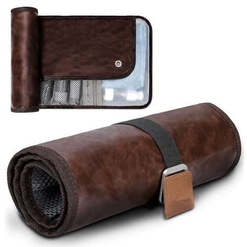 Portable Shaving Accessory Bag for Travelers Expandable Bag with Separate Storage Sections Practical and Friendly Materials PU Leather Cosmetic Travel — view 2