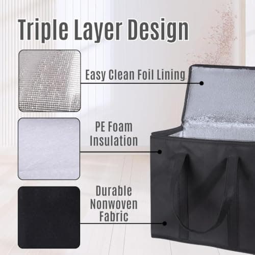 Cooler Bags,Large Insulated Cooler Bag Food Delivery Bag for Grocery Picnic — view 3