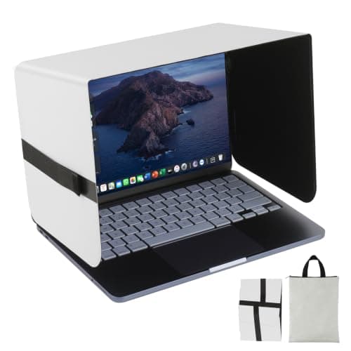 HoYiXi Foldable Laptop Sun Shade & Privacy Shield - Fits 13-14'' Laptop Compatible MacBook, Dell, Surface - Blocks Sunlight, Protects Privacy, Working Outdoor Travel,Anti - Glare,Grayish White