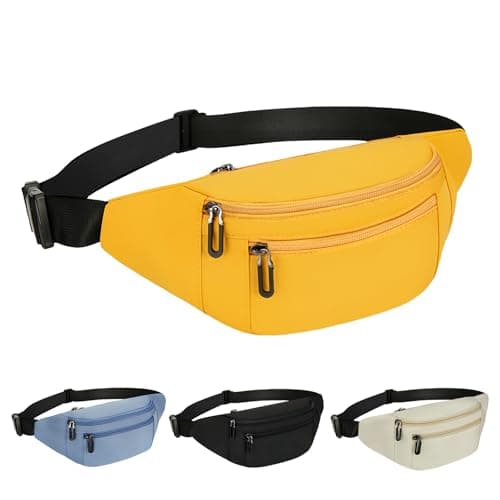 Bum Bag Unisex Lightweight Waterproof Fanny Pack Adjustable Crossbody Waist Pack for Travel Sports Daily Use (Yellow)