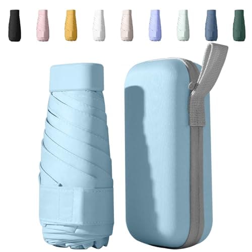 Sykerout Compact Travel Umbrella - Lightweight, Windproof, UV Protection, with Capsule Case, Perfect for Women's Handbags(blue)