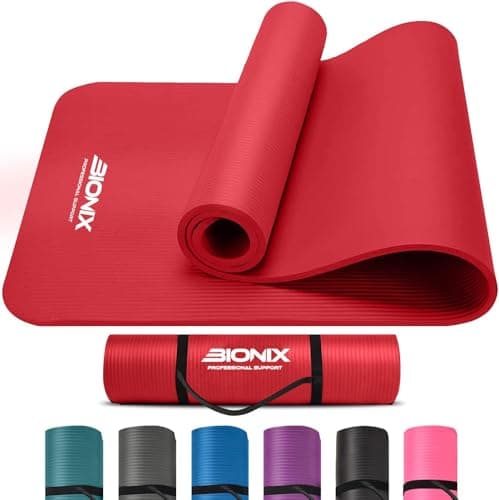 Bionix Exercise Yoga Mat with Carry Handle Strap - Extra Thick NBR Yoga Mats for Women and Men - 180cm x 60cm Durable, Non Slip Mat - Gym Mats for Home, Camping, Pilates and Workout
