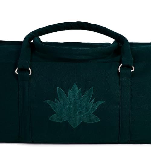 Yoga Studio Yoga Kit Bag | YKK Full Zipp Fastening Carrier Equipment Bag | Cotton Yoga & Pilates Unisex Mat Bag with Storage Pocket Compartments for Mats & Accessories | Fits Most Mat Sizes - Teal — view 3
