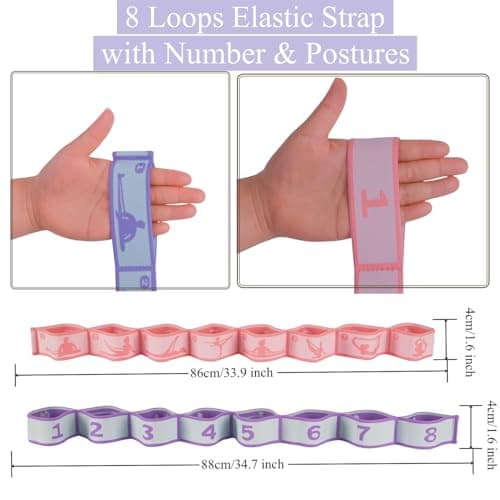 CEILIWEN Long Fabric Resistance Bands, Yoga Stretching Bands, Stretch Resistance Bands For Exercise, Stretch Straps for Physical Therapy, Yoga, Pilate, Fitness (2PCS 8 LOOP BANDS) — view 5