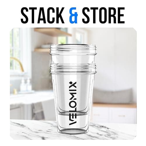VELOMIX 2 Pack 600ml Protein Shaker Bottle, Black/Transparent — view 6