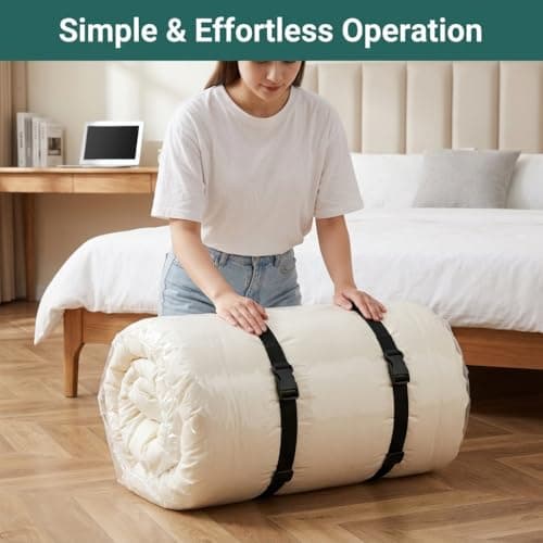 2 Pack Mattress Storage Straps,Black Adjustable 150cm PP Compression Straps with Buckle,Heavy Duty Moving Bags Holder for Memory Foam Bed Topper Roll Packing,Campervan Roof Rack, Under Bed Support — view 5