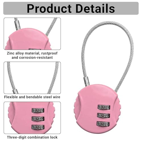 6 Pack Combination Padlock,Small Shed Locks,3-Digit Padlocks with Code — view 5
