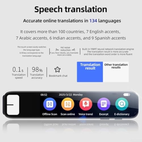 Translation Pen with Scan to Text Feature 13 Offline Languages Real Time Voice for translator for Students Travel Office Use(Black) — view 6