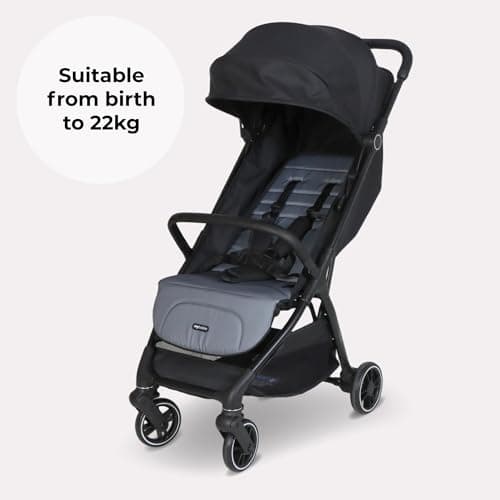 My Babiie MBX6 Autofold Stroller – from Birth to 4 Years (22kg), Foldable & Compact, Lightweight, Travel Buggy for Toddlers, Pushchair Includes Rain Cover - Black & Grey — view 3