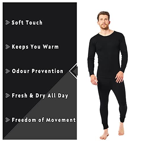 Heatwave® Pack of 2 Men's Extreme Thermal Underwear Set, Long Sleeve Top & Long Johns Set, Winter Thermals, Large Black — view 3