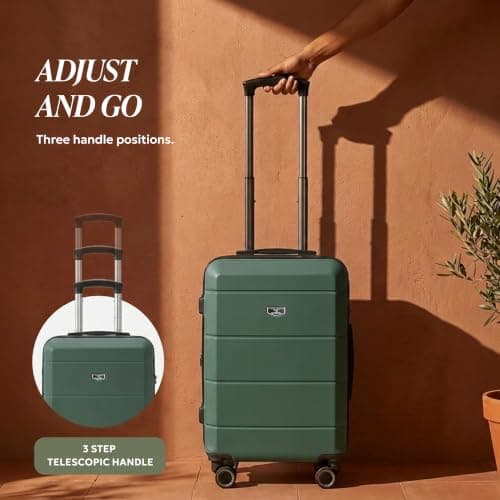 LUGG 20-Inch Jetset Lightweight Cabin Suitcase, ABS Hard Shell, Water-Resistant Carry-On Luggage, TSA-Approved Lock, 4 Spinner Wheels, 3-Step Telescopic Handle, EasyJet Overhead, 55 x 35 x 23 cm — view 5