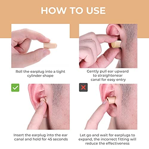 Neutron Soft Foam Ear Plugs with Travel Case - Noise Cancelling 38dB SNR - Earplugs for Sleeping, Travel, Concerts, Studying, Work, Loud Noise, Snoring - 60 Pairs - Beige — view 4