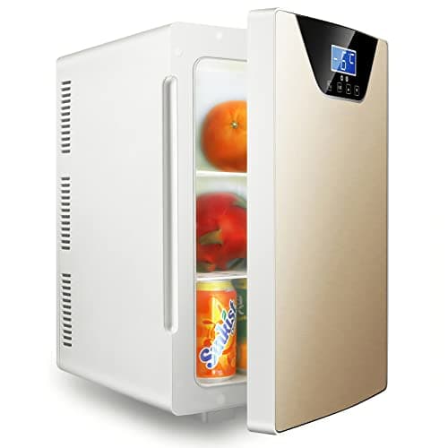 YINO 20L Car Refrigerator 12/24V Car Fridge, Portable Car Fridges Freezer, Mini Fridge Electric Cooler Box for Camping, Road Trip, Picnic, Household (Gold, Single Door)