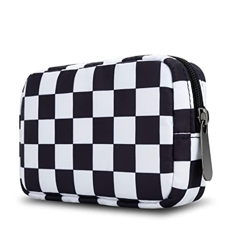 DOB SECHS Waterproof Canvas Mini Travel Makeup Carrying Case Wash Bags Cosmetic Bag Portable Electronics Accessories Organizer Wash Gym Shaving Bag,Check — view 6