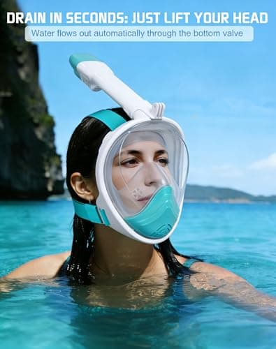 Snorkel Mask for Adults, Full Face Snorkel Set, 180°view Snorkeling Gear with Panoramic Design-Compatible Sports Camera, Diving Mask with Anti-fog Technology for Men Women(Green S/M) — view 2