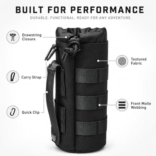 1pcs Molle Water Bottle Pouch, 24x10cm Bottle Holder Adjustable Drawstring — view 5