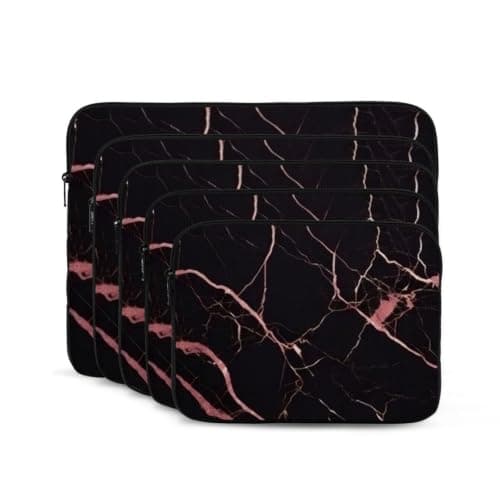 10 12 13 15 17 Inch Laptop Sleeve Case Black Rose Gold Marble Laptop Bag — view 2