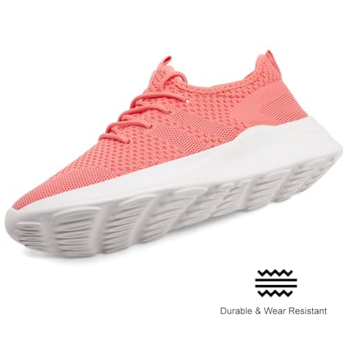 EGMPDA Women's Knitted Breathable Trainers Coral Red UK Size 6 — view 6