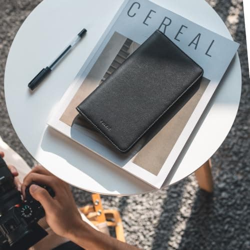 VULKIT Passport Holder Travel Wallet, Leather Passport Holder Cover RFID Blocking Travel Document Organiser for Women Men — view 4