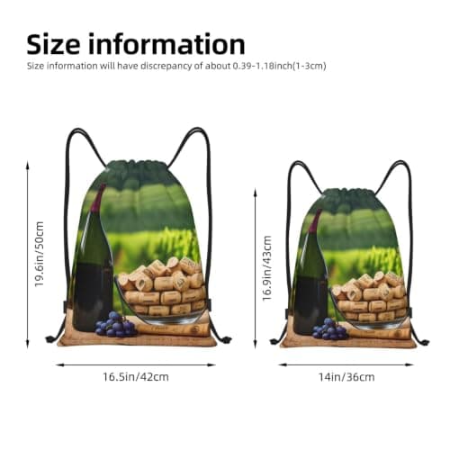 S Drawstring Wine Bottle Corks Grapes Print Bags Backpack Sport Storage — view 4