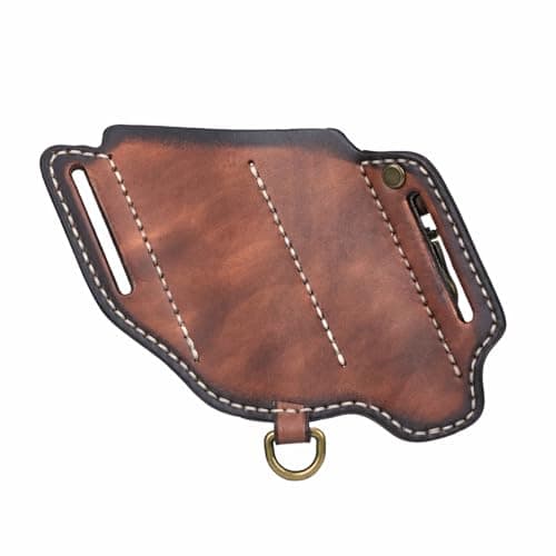 TOURBON Multitool Sheath for Belt Leather EDC Pocket Organiser with Key Holder Flashlight Holster — view 3