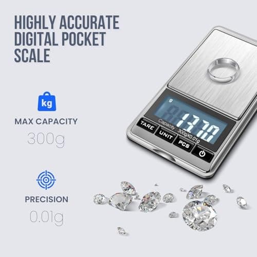 Flexzion Jewelry Small Digital Scale .01 Gram Accuracy - Portable Digital Jewelry Scale Gram & Ounces with 300g Weight Capacity - Micro Scale for Herbs, Gold, Coins with Multi-Unit Conversion — view 4