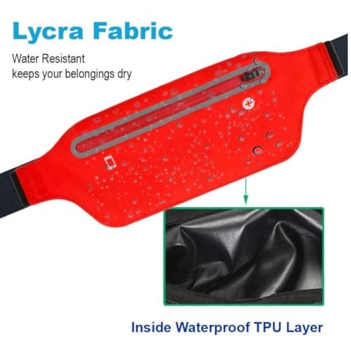 YITORMAN Slim Running Belt,Running Waist Packs,Running Band for iPhone,Waist Bag for Workout Jogging,Walking,Travel Money Belt Running Gift Gear Accessories (Red) — view 5
