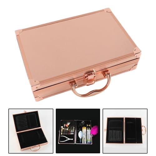 Teruyol Aluminum Alloy Tool Box, Make Up Tool Organizer Ear Pick Tool Box,Metal,Briefcase Container Cosmetic Case for Outdoor, Rose Gold — view 4