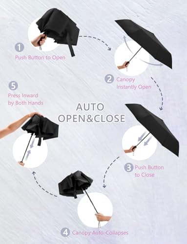 SoulRain Compact Windproof Travel Umbrella - Small, Mini Folding Parasol Kring Buckle. for Backpacks and Cars, Offering Sun & UV Protection(Red) — view 4