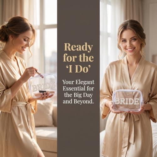 Rovelin Clear Bridal Makeup Bag with Elegant Lettering, Transparent PVC — view 5